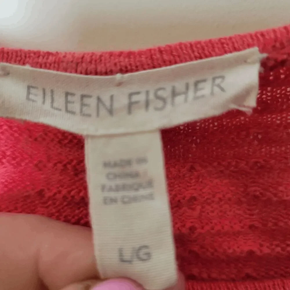 Eileen Fisher Lightweight Linen Cotton Knit Pullover Sweater Womens Red Size Lar - Picture 3 of 4